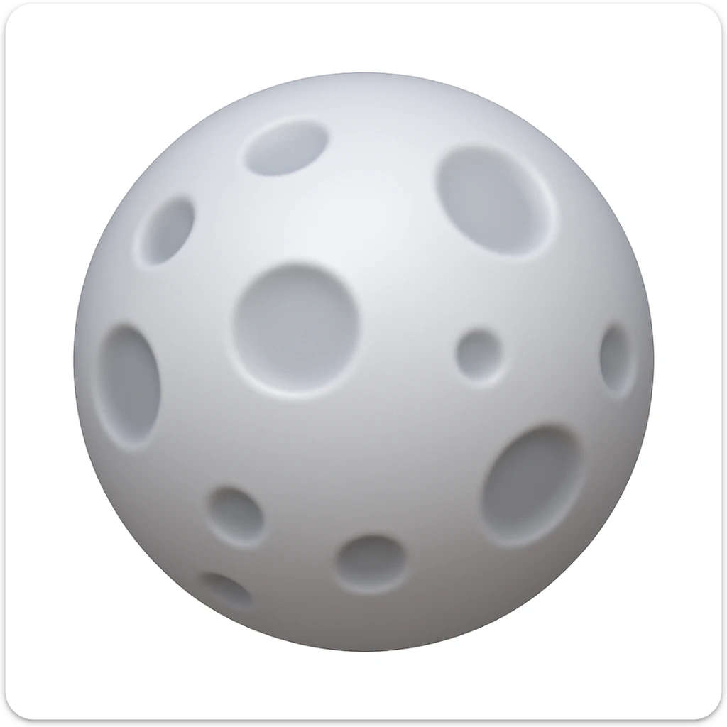 A 3D emoji in iOS emoji aesthetic style of the Moon, Earth’s natural satellite, with soft gray craters and subtle shadows, glowing spherical shape, clean white background, glossy Apple-style finish.
 sticker