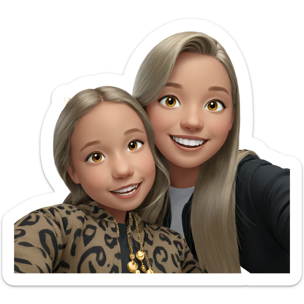smiling girls with jewelry sticker
