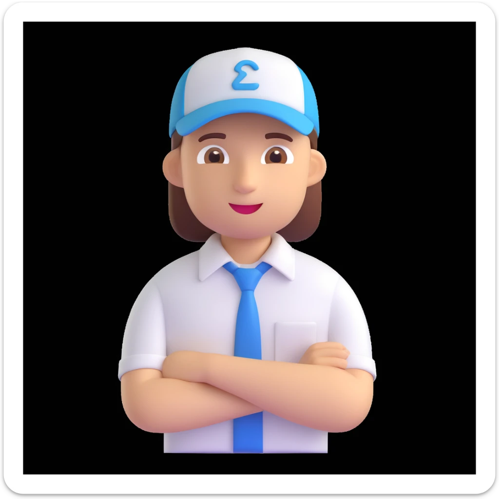 Show the young CEO in a casual cap and shirt in a modern meeting room, 3D emoji style. sticker