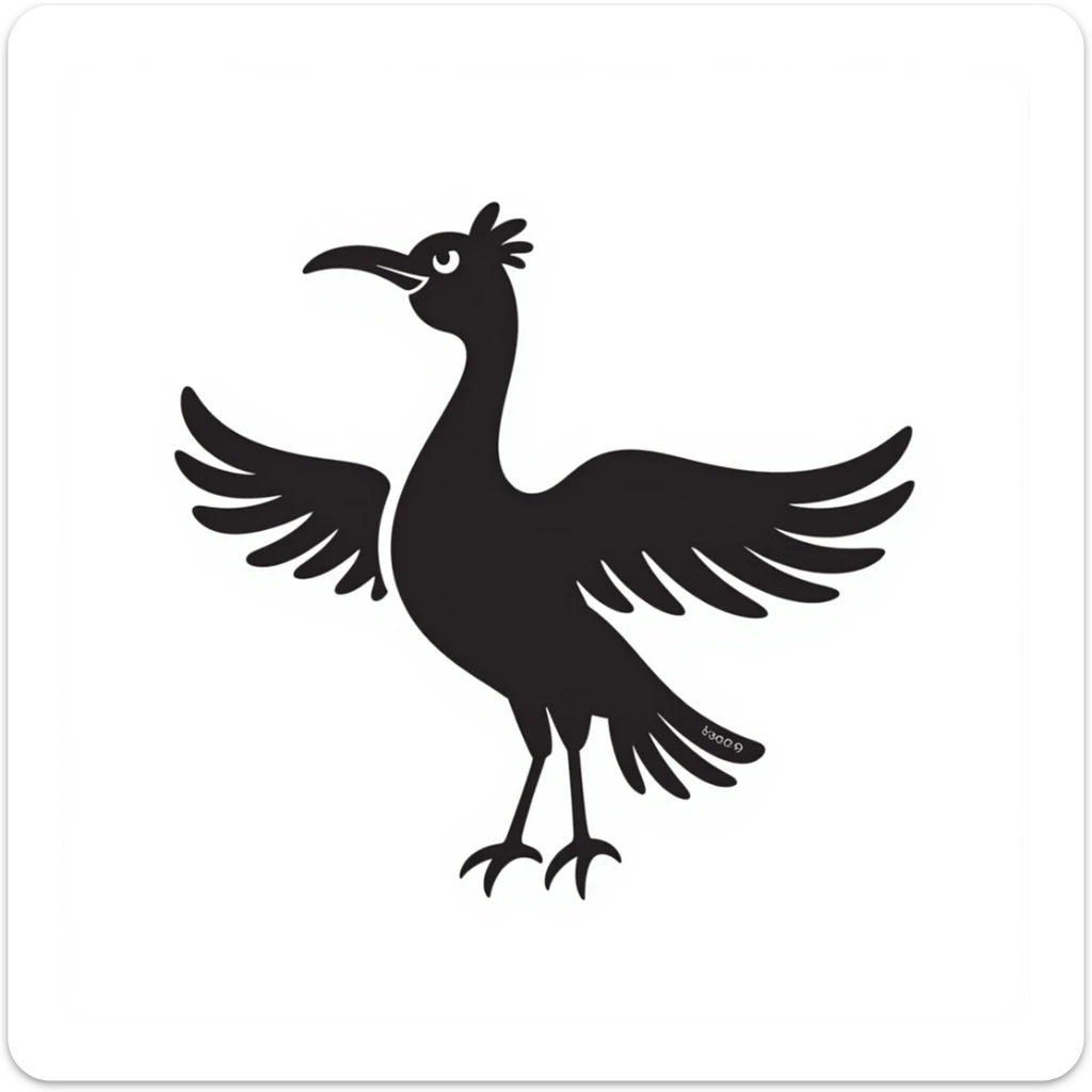 Hand-drawn liver bird, mythical bird symbol of Liverpool, cormorant-like bird with outstretched wings sticker