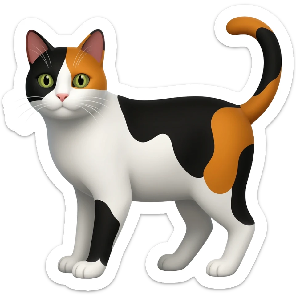 Dreifarbige Katze mit am meisten weiß sticker