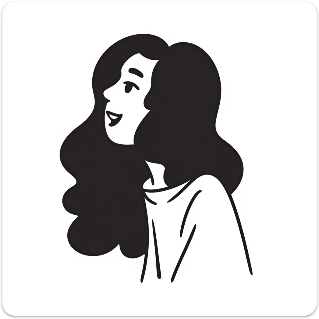 Simple sketch of a woman with flowing hair sticker