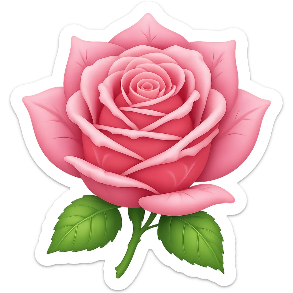 Make the ice rose pink in the style of emoji (apple style emojis). Remove the background. sticker