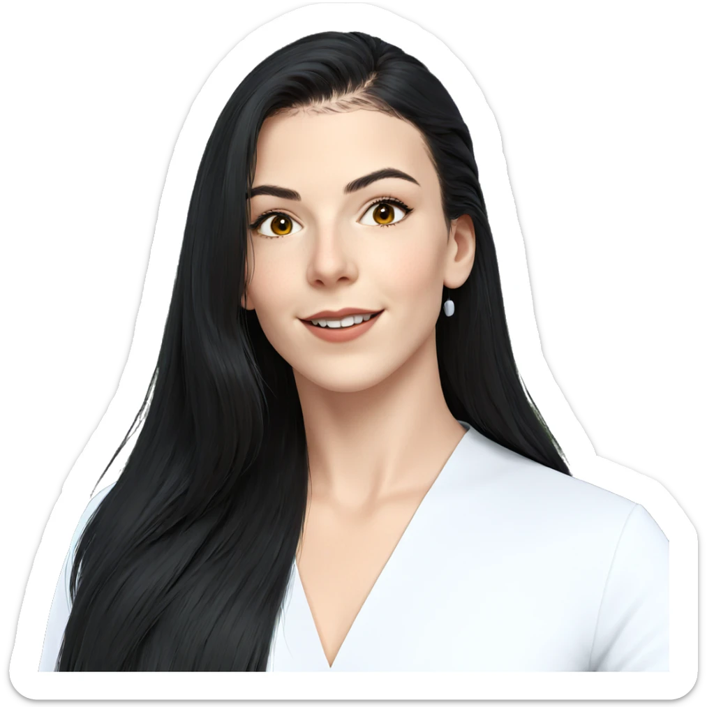 smiling girl with long hair sticker