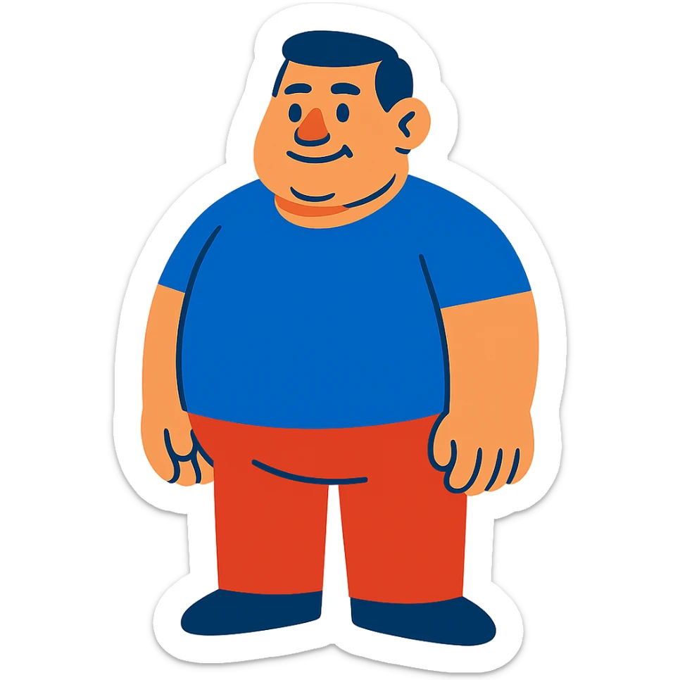 stocky endomorph male body type, standing sticker