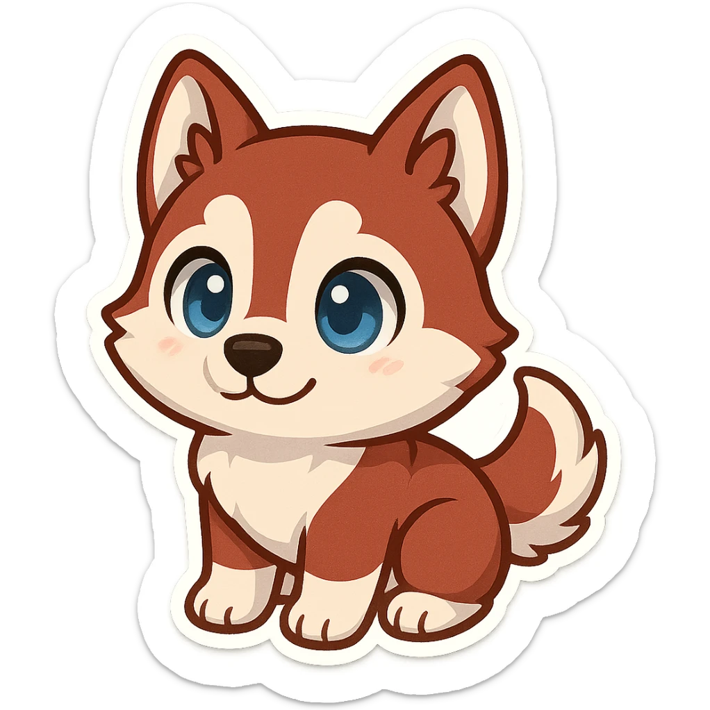 red siberian husky with blue eyes sticker