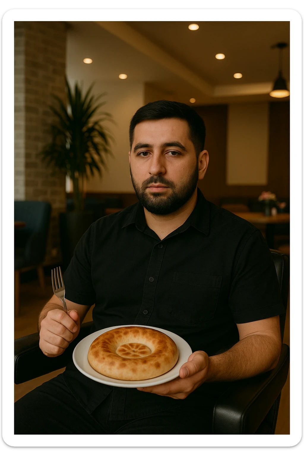 birinchidagi odamni yuziga 2 rasmdagi odamga uxshatib chizib bergin xuddu shunday non yen utirganini sticker