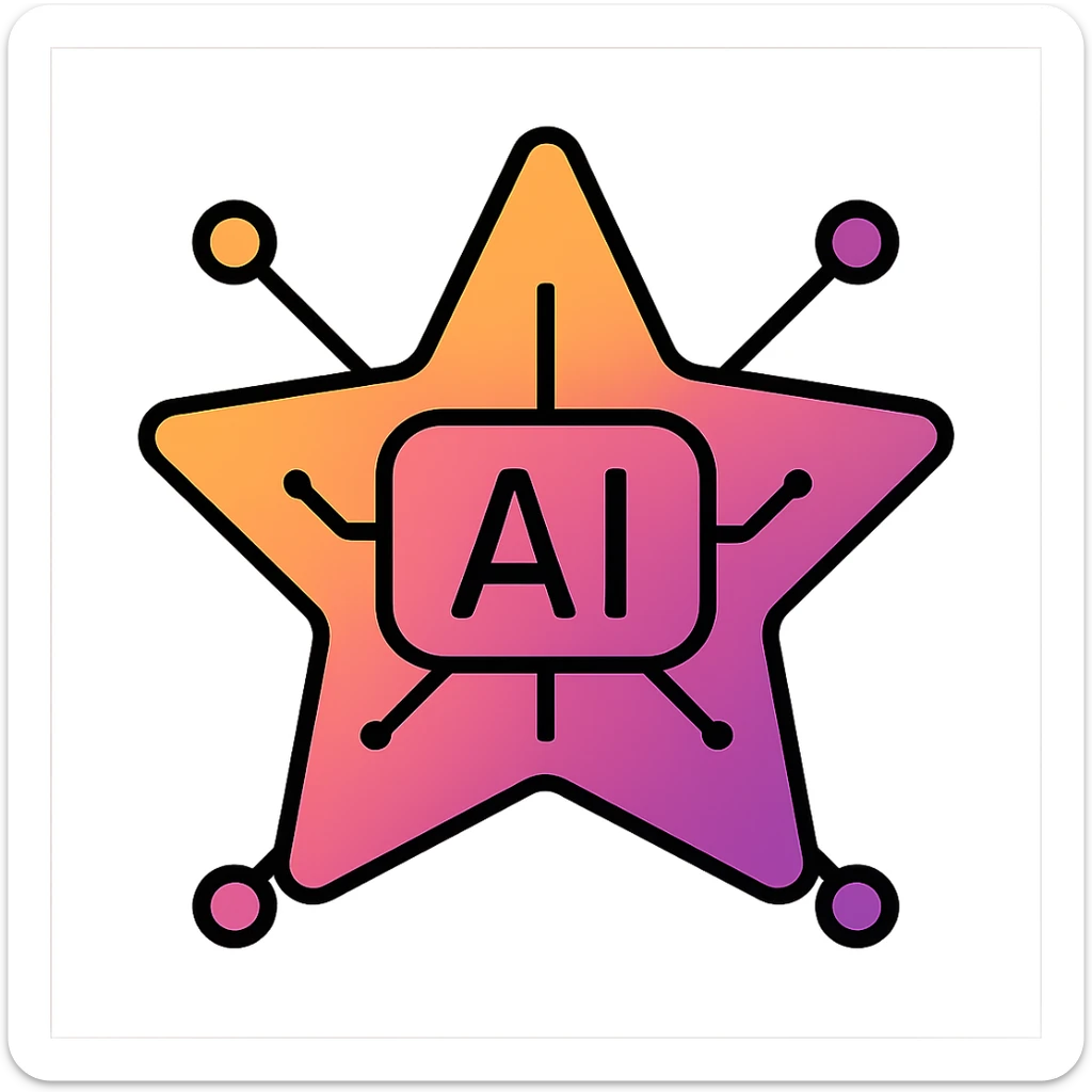 AI-themed star icon with orange to purple gradient, sleek and futuristic look sticker