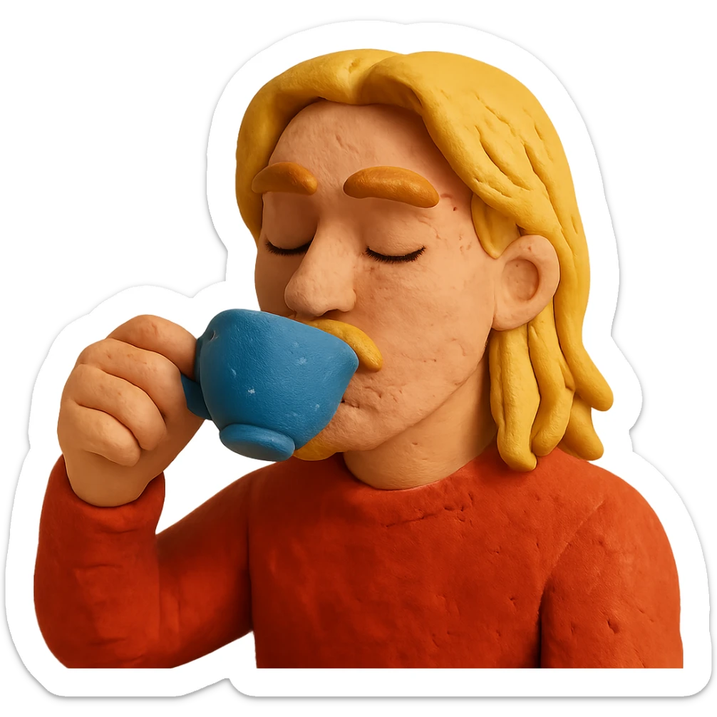 long blonde male sipping tea emote sticker
