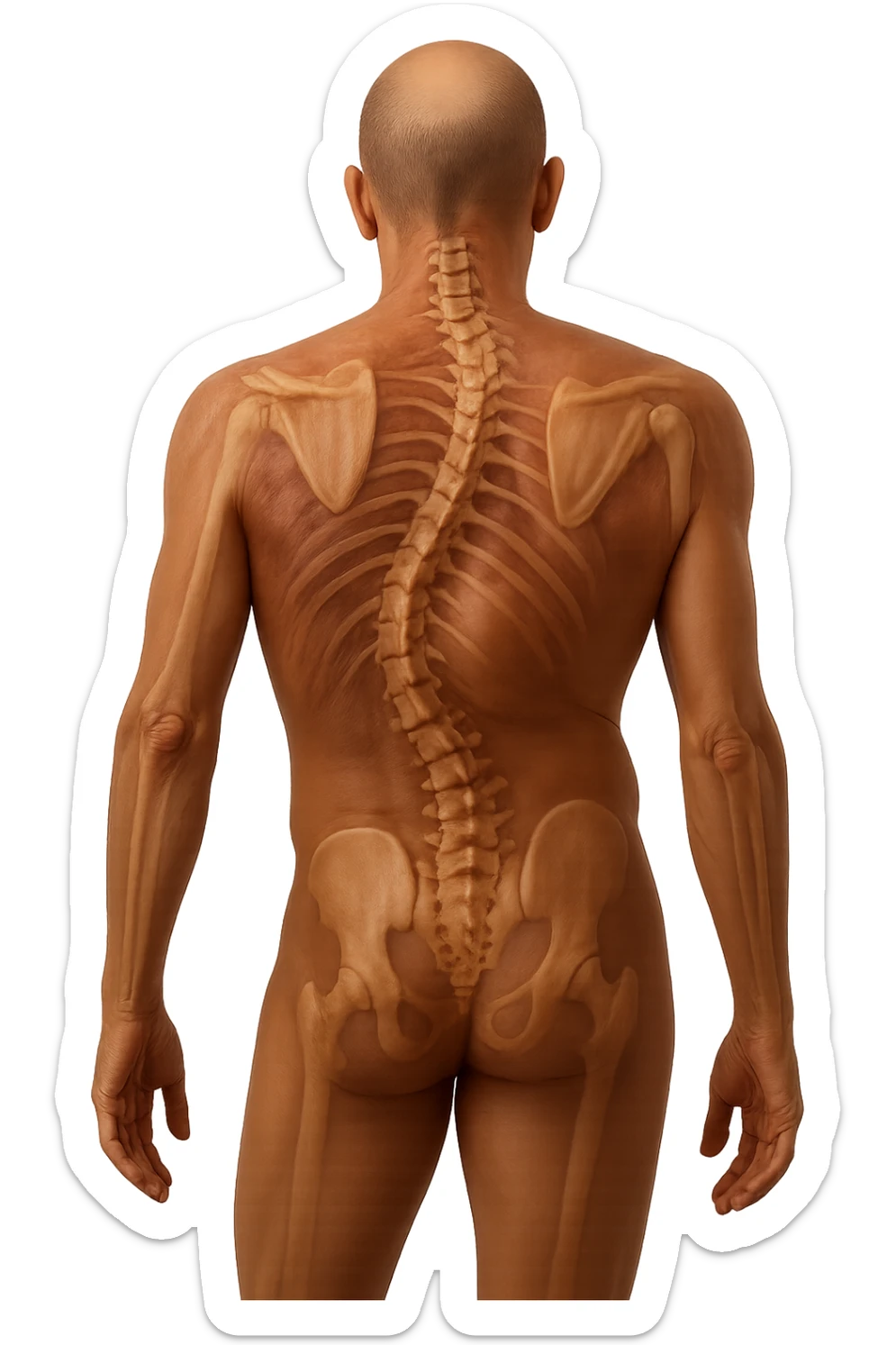 fai immagine identica ma iperrealistico 4k, postura storta con spina dorsale storta sticker
