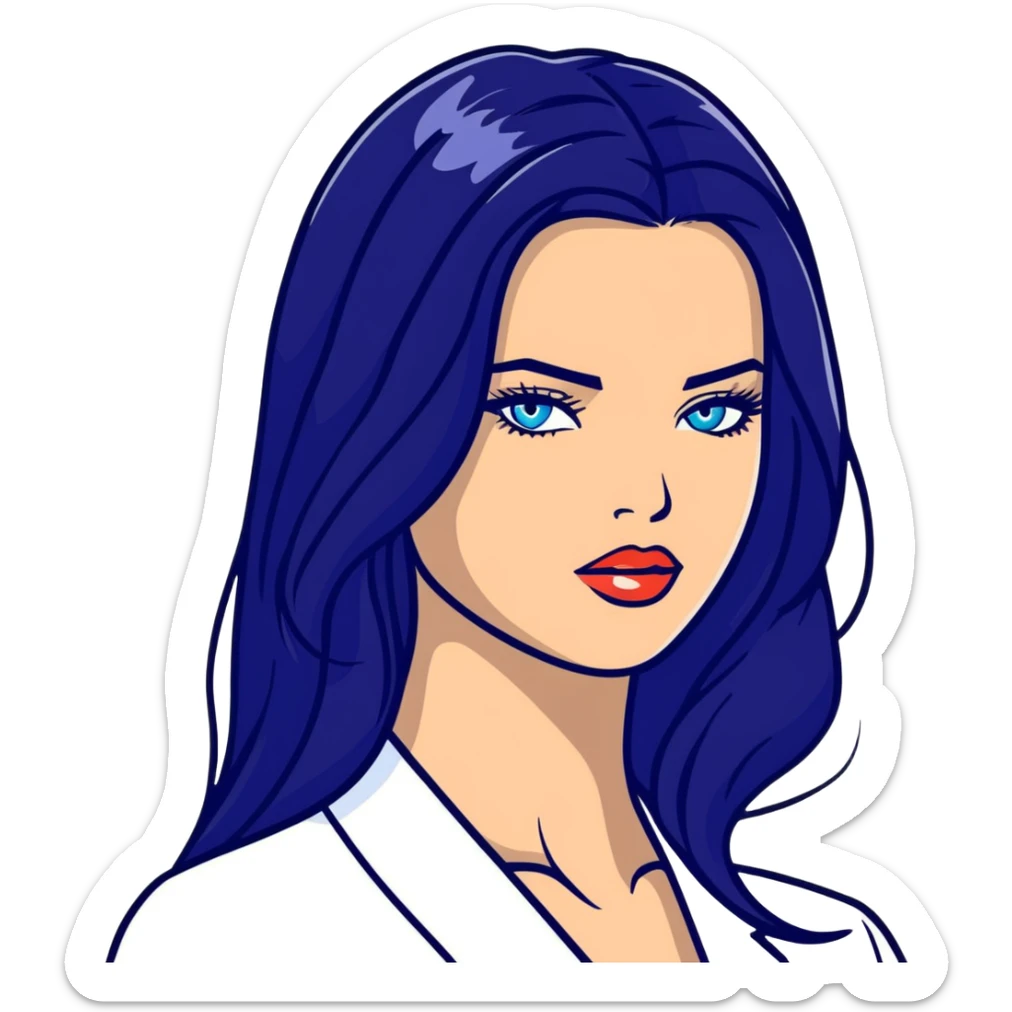 Adriana Lima, beautiful Brazilian supermodel with long dark hair and blue eyes sticker