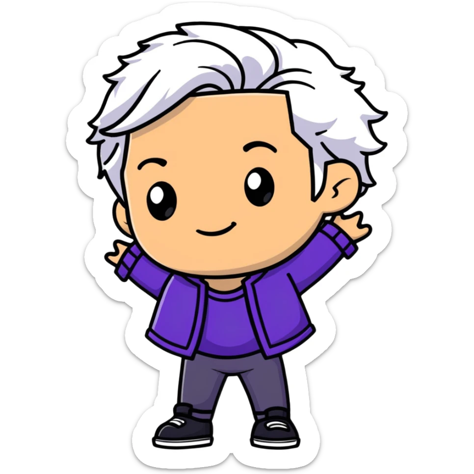 Carlos from Descendants, son of Cruella de Vil, white and black hair, freckles sticker