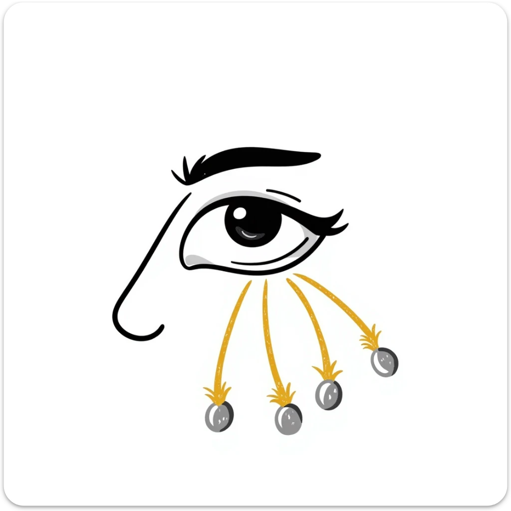 An ethereal eye emitting a golden ray that touches skin cells, showing renewal and regeneration, vitamin A retinol concept sticker