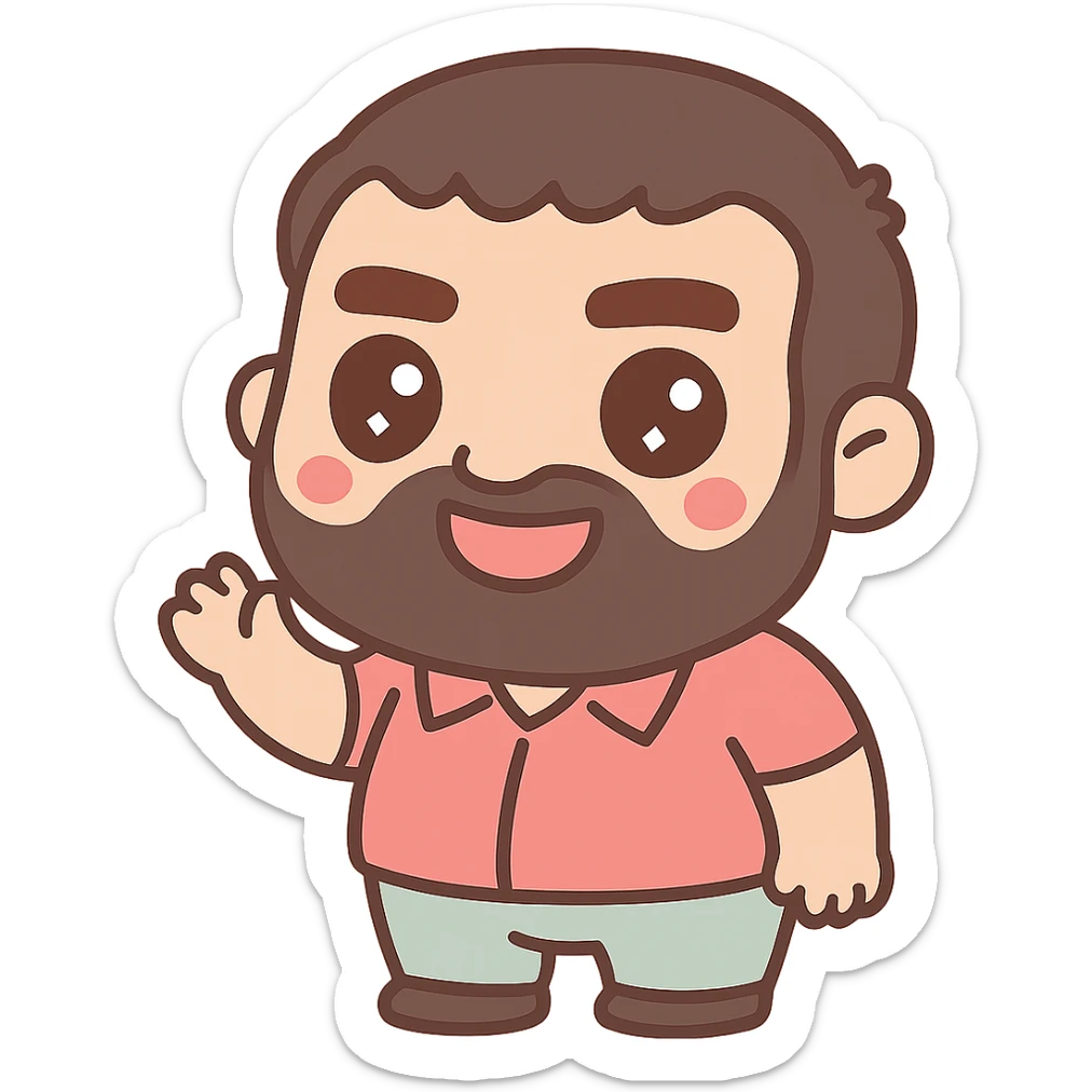 Recep İvedik as a kawaii character, cute proportions, big eyes, playful expression sticker