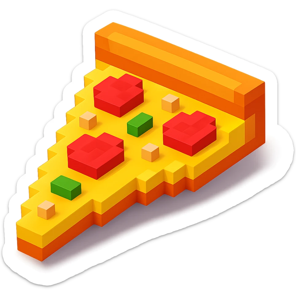voxel style slice of pizza sticker