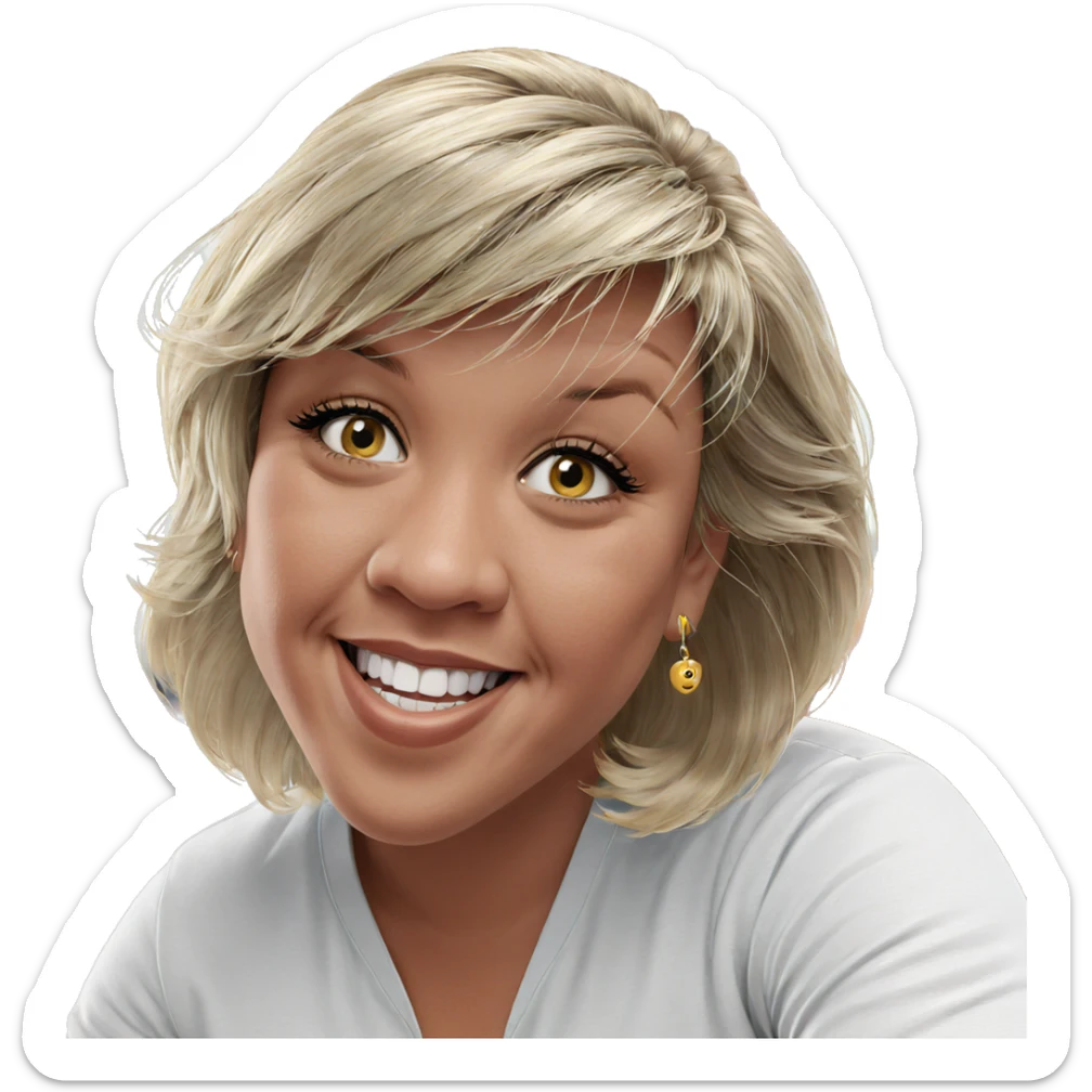 smiling blonde girl with earrings sticker