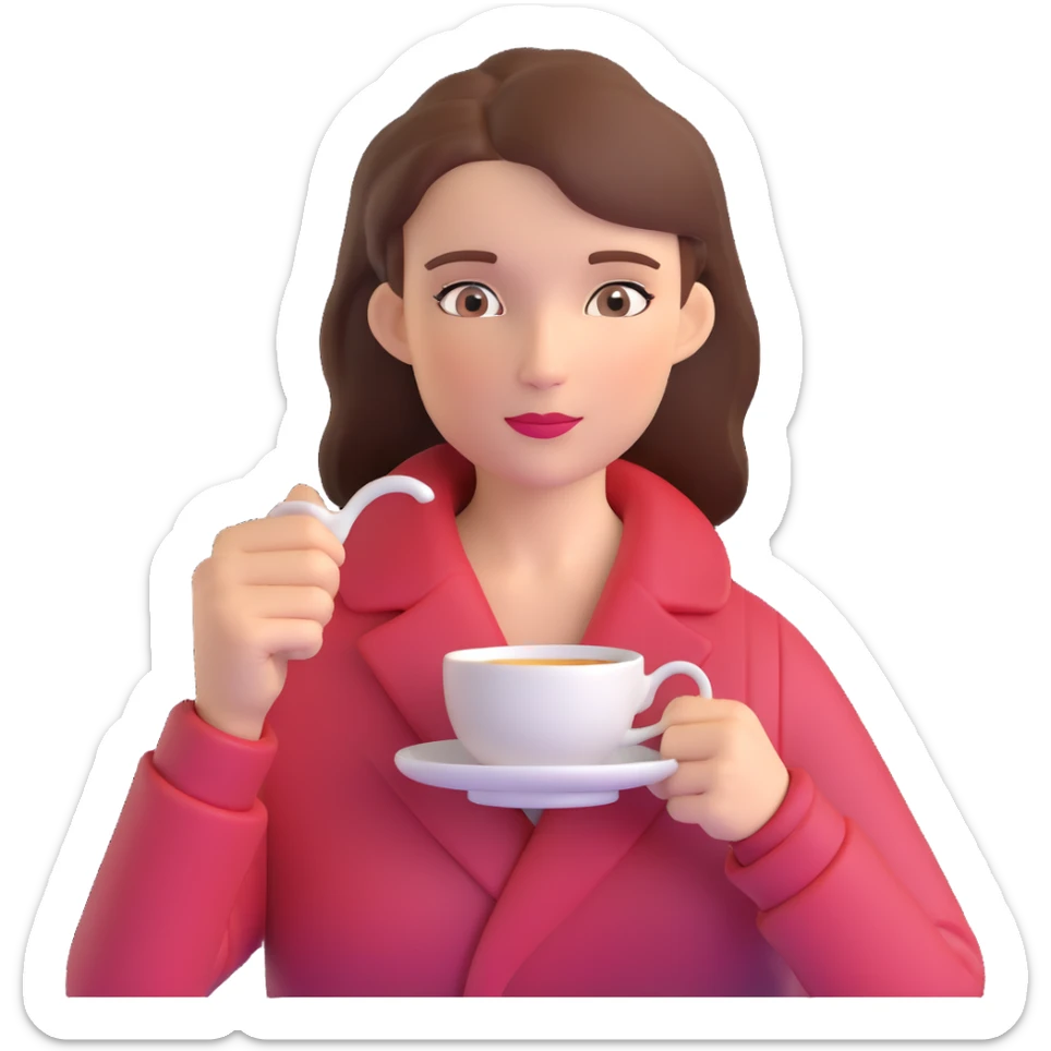 Elegant British woman with perfect hand posture holding teacup, focus on accurate hand anatomy sticker