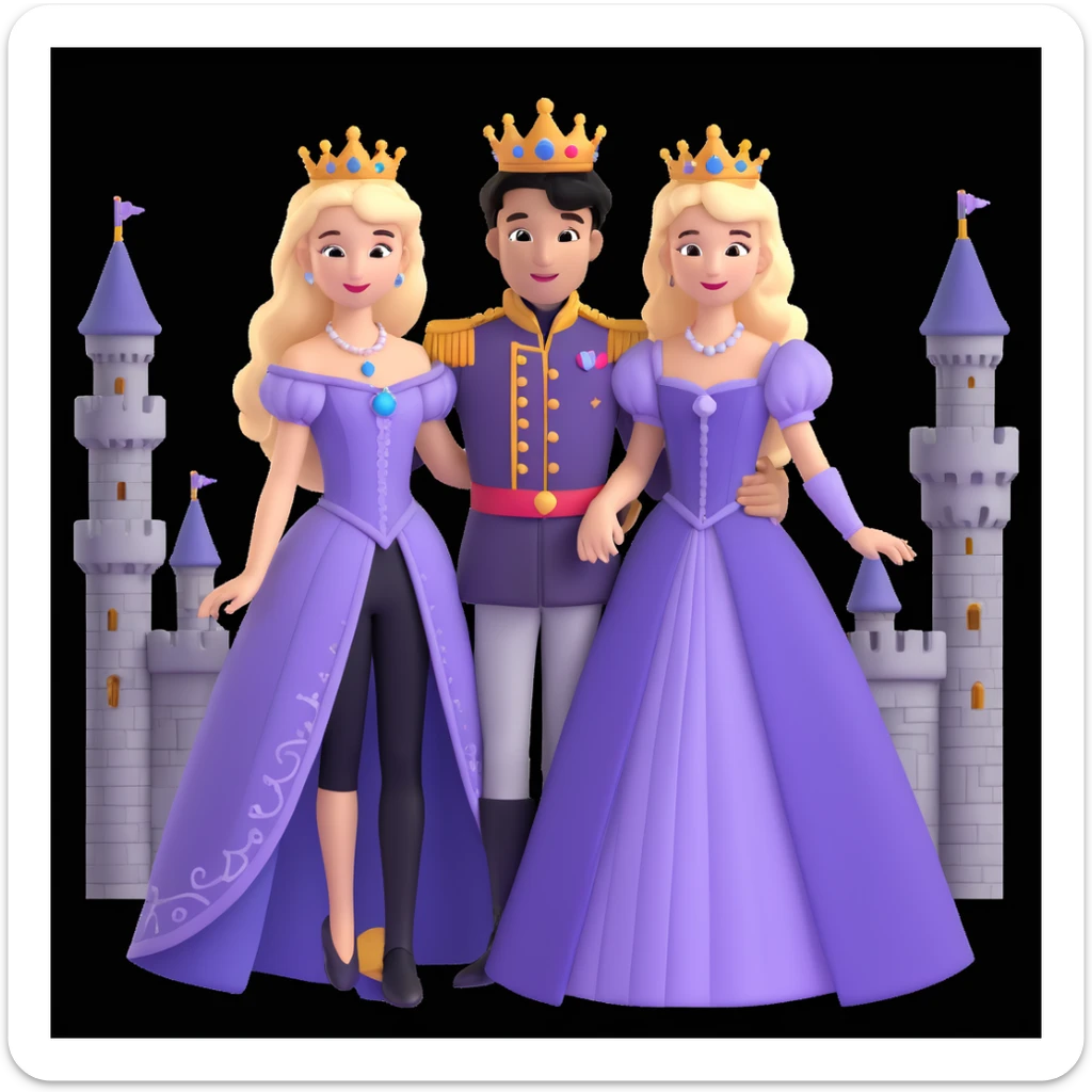 prince and princess disny dress close up photo in castle sticker