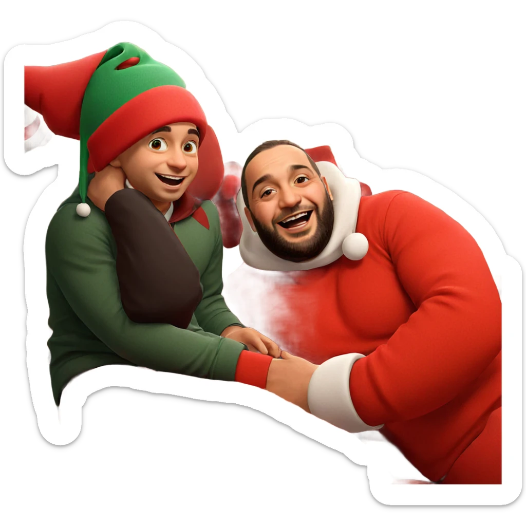 happy boys in santa hats sticker