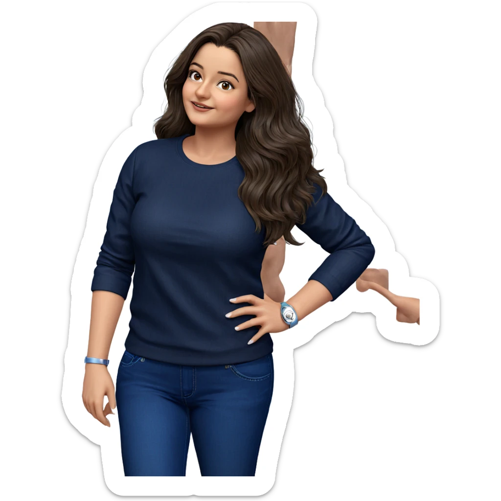 confident girl in denim outfit sticker