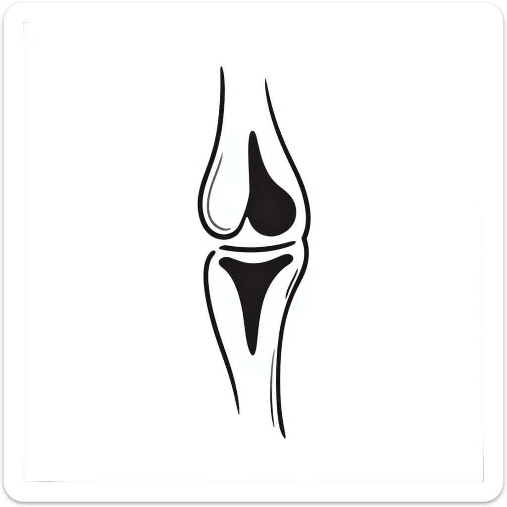 anatomical drawing of knee bones, patella and joint bones, medical illustration of knee skeleton sticker