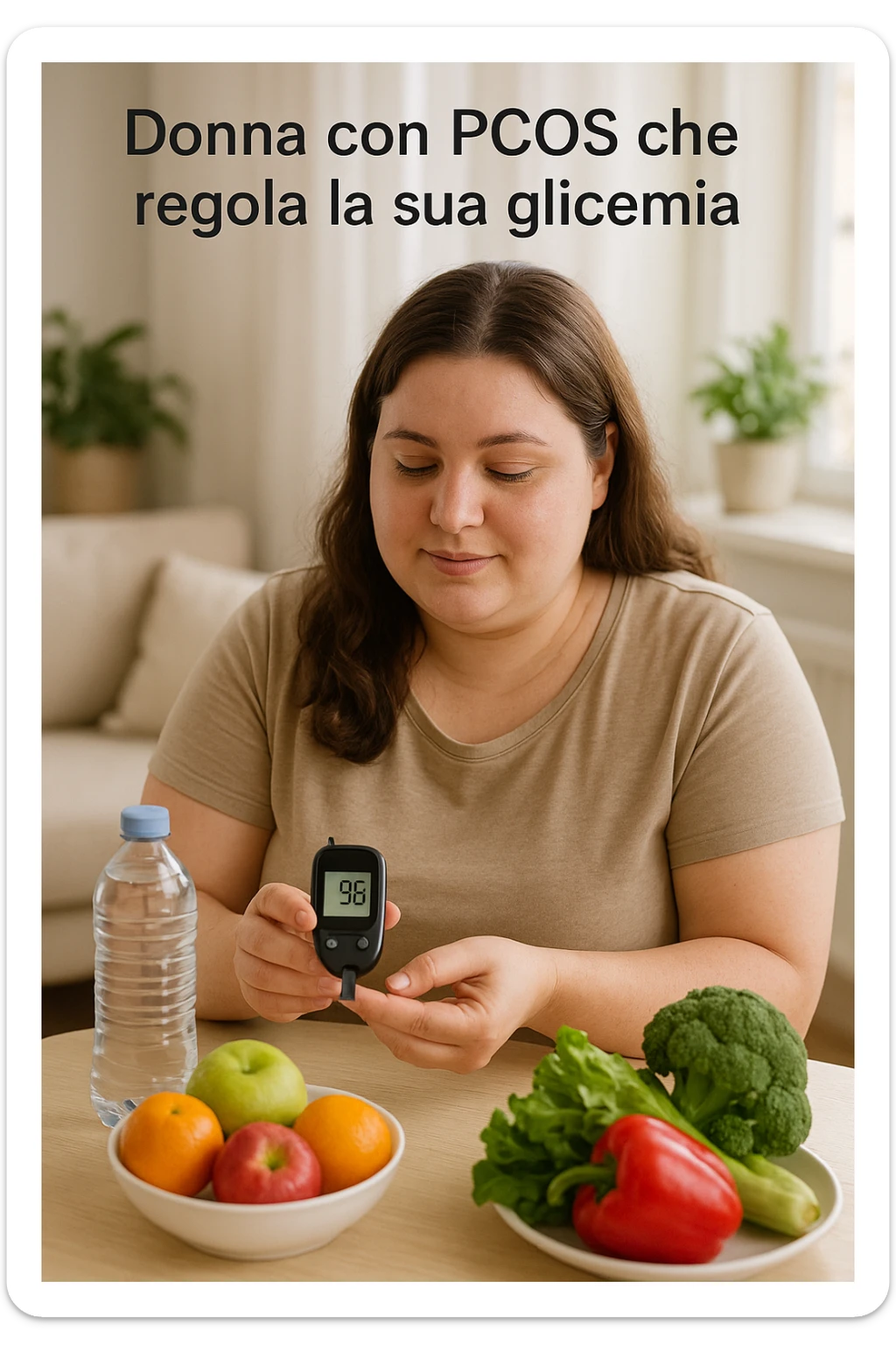 Donna con pcos che regola la sua glicemia immagine realistiche in italiano sticker