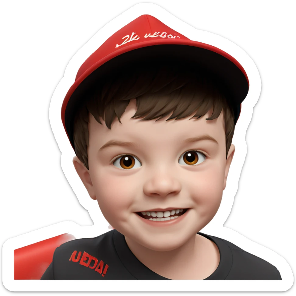 smiling boy with brown hair sticker