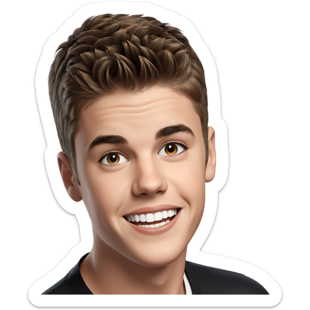 boy with brown hair smiling sticker