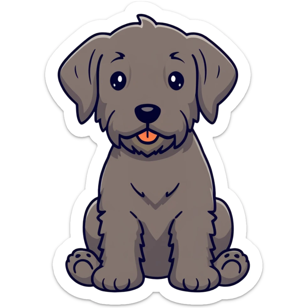 Fekete nagy szőrös orosz fekete terrier barna szemű fiú kutya sticker