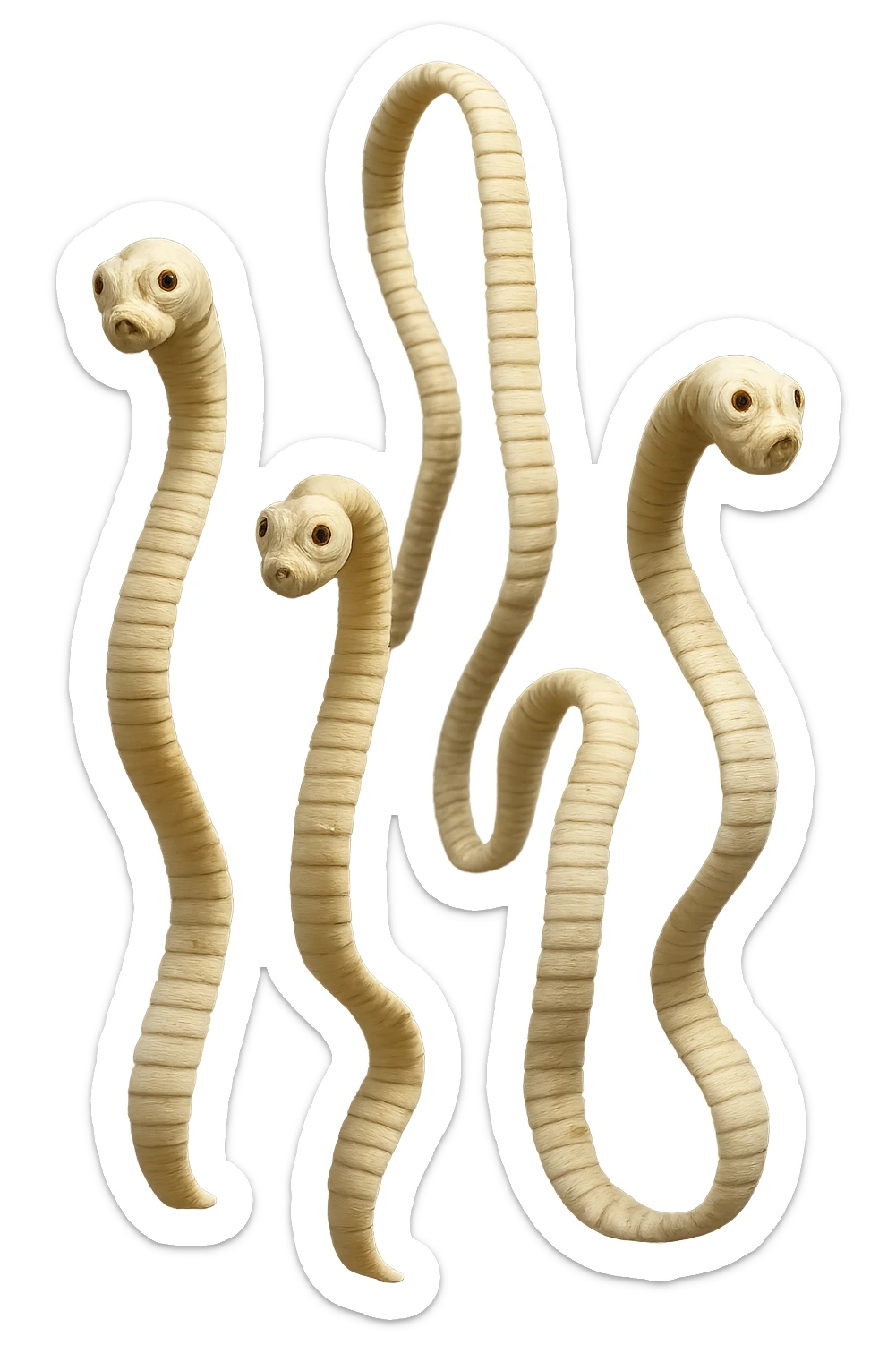 CINQUE PARASSITI COME LA TENIA FLUTTUANO IN ARIA, iperrealistico 4k sticker