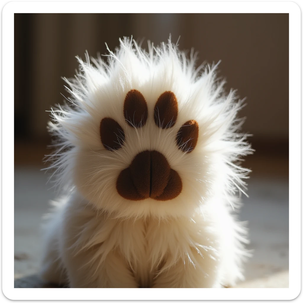 fluffy paw, realistic texture, soft lighting, gentle shadows sticker