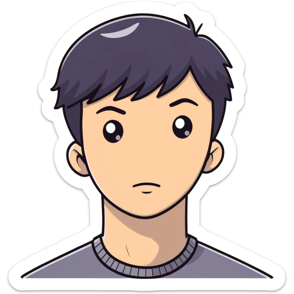 Short black haired male with one eye closed, young man with short black hair closing one eye sticker