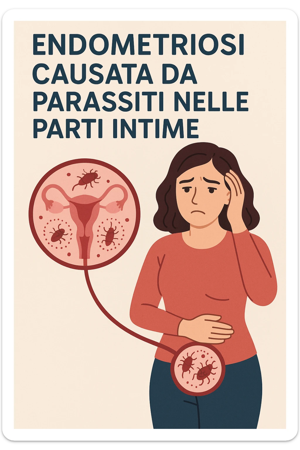 Donna che ha l'endometriosi per via dei parassiti alle parti intime. in italiano sticker
