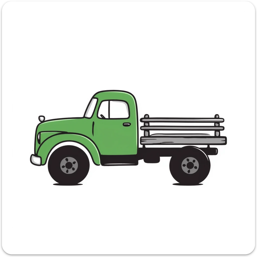 ZIL 130 Soviet truck with green cabin and flatbed, classic vintage Russian truck from 1960s sticker