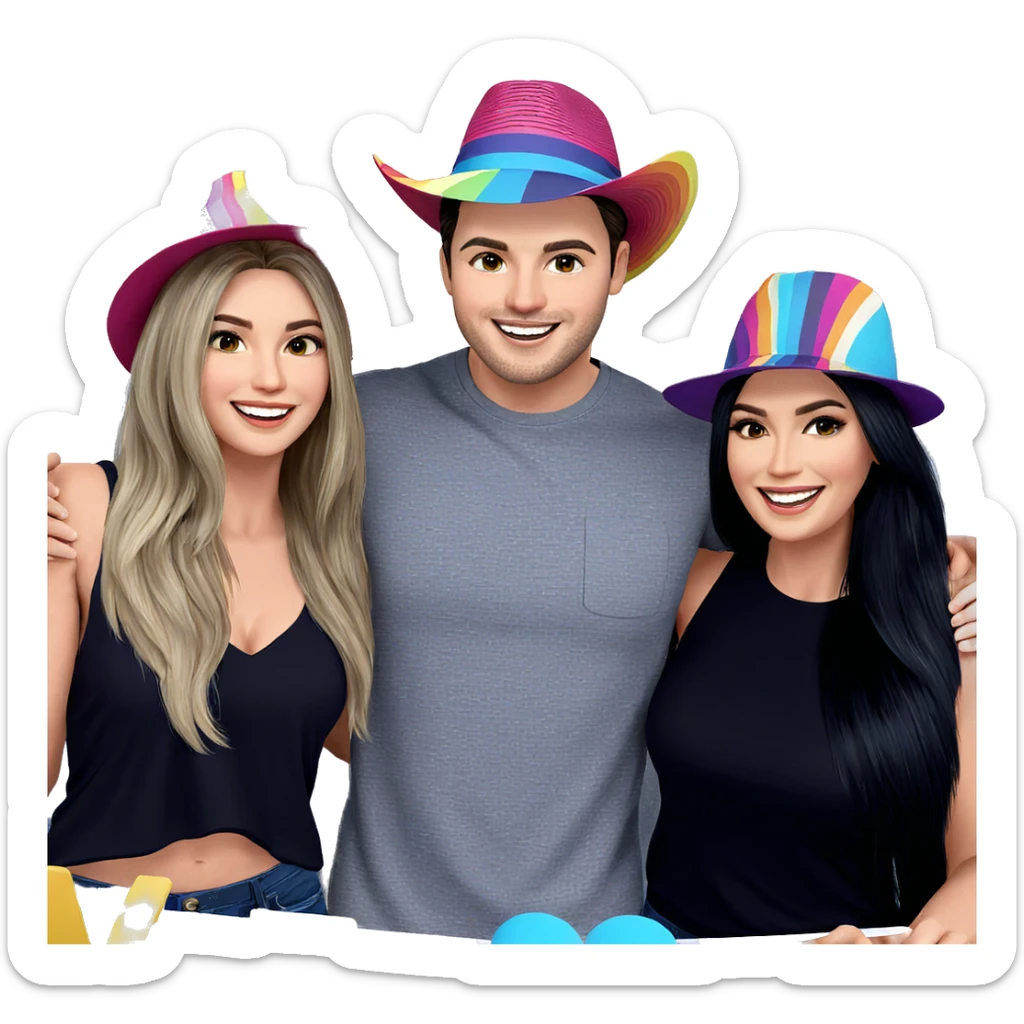 group of friends smiling together sticker