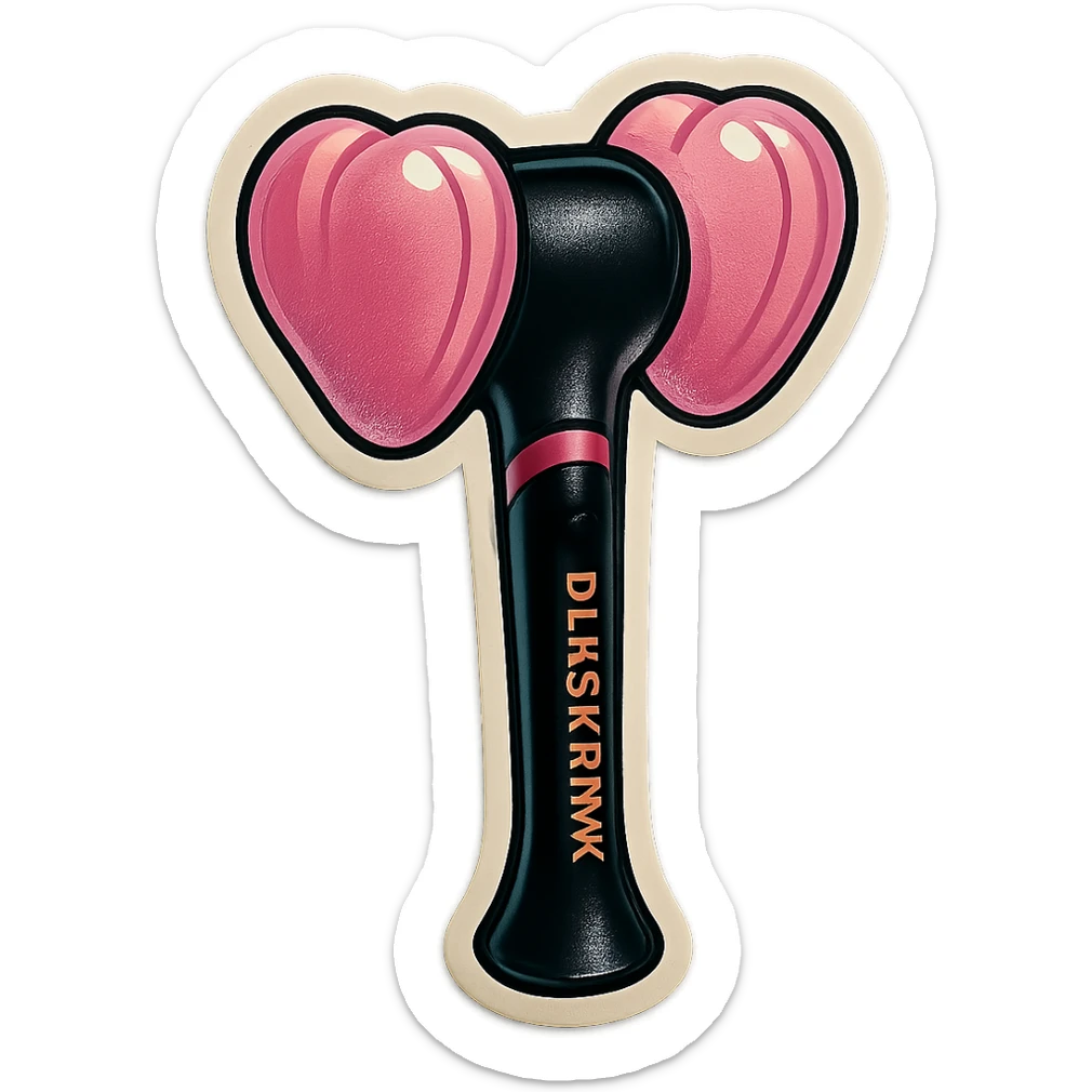 BLACKPINK lightstick, retro sticker style, bold outlines, black and pink colors, playful and vibrant, K-pop fan vibe sticker
