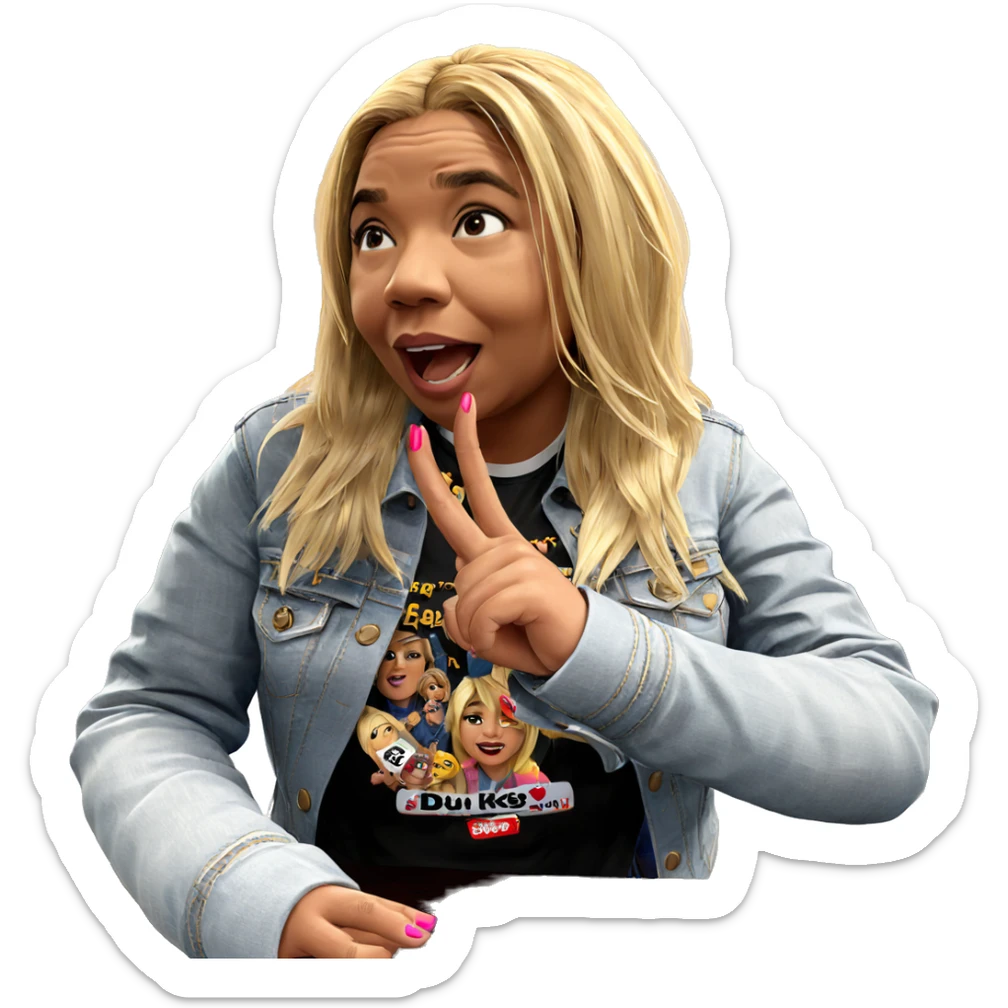 blonde girl in denim jacket sticker