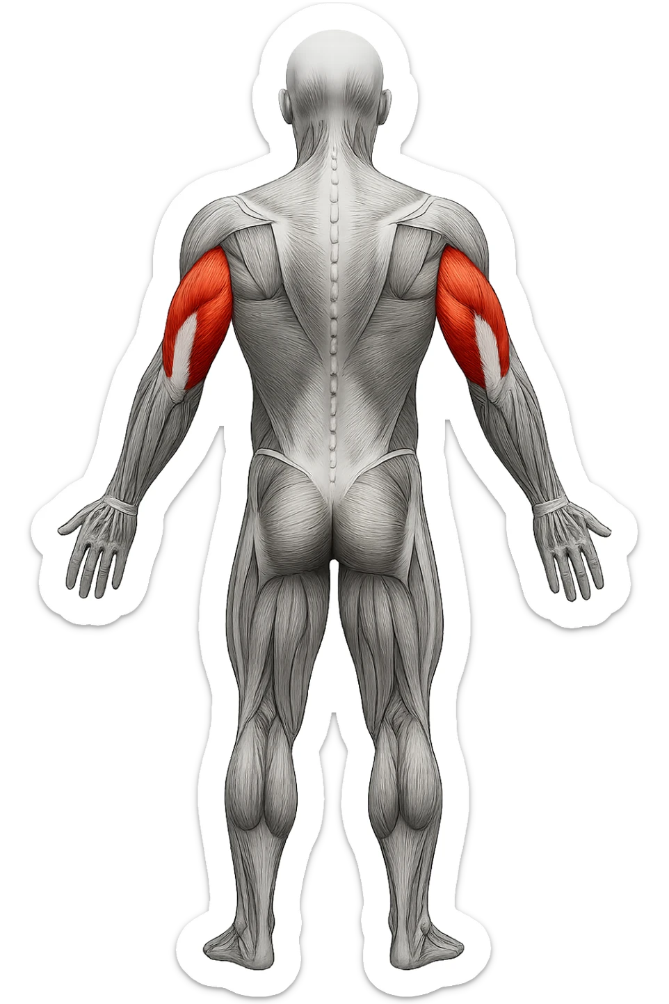 tricipite visto anatomicamente , colora solo il tricipite, il resto fallo in bianco e nero sticker