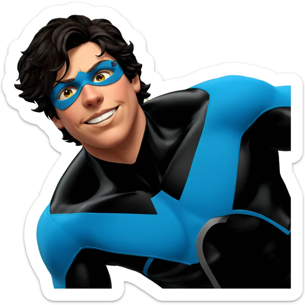 smiling superhero in bodysuit sticker