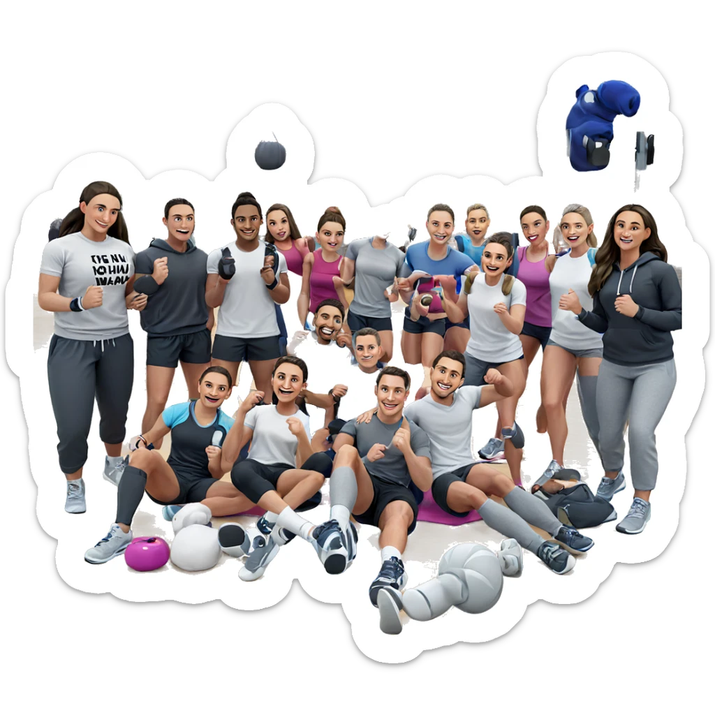 group of friends at gym sticker