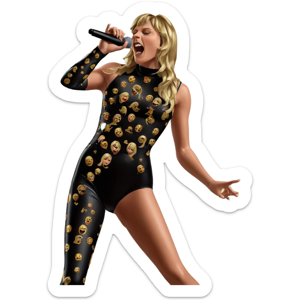 blonde girl singing in bodysuit sticker