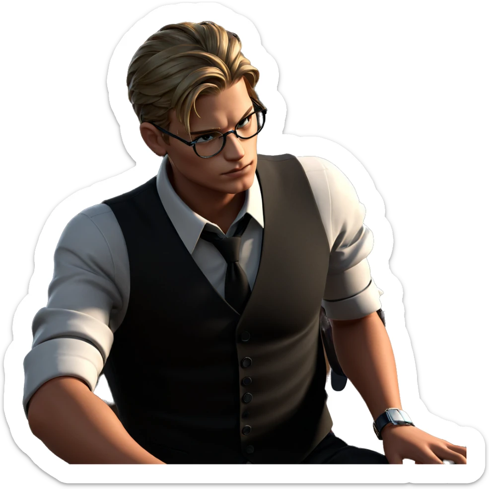 dapper boy in stylish attire sticker