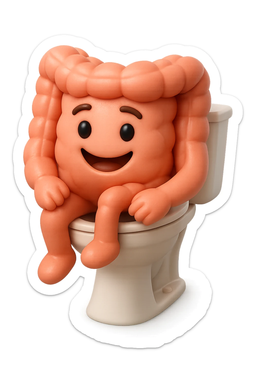 EMOJI STILE IPHONE 3D DI intestino felice seduto sul wc  FALLO MOLTO REALISTICO IN 3D sticker