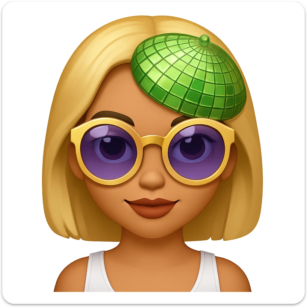 Change the disco ball to green color, keep the rest the same, in the style of emoji (apple style emojis) sticker