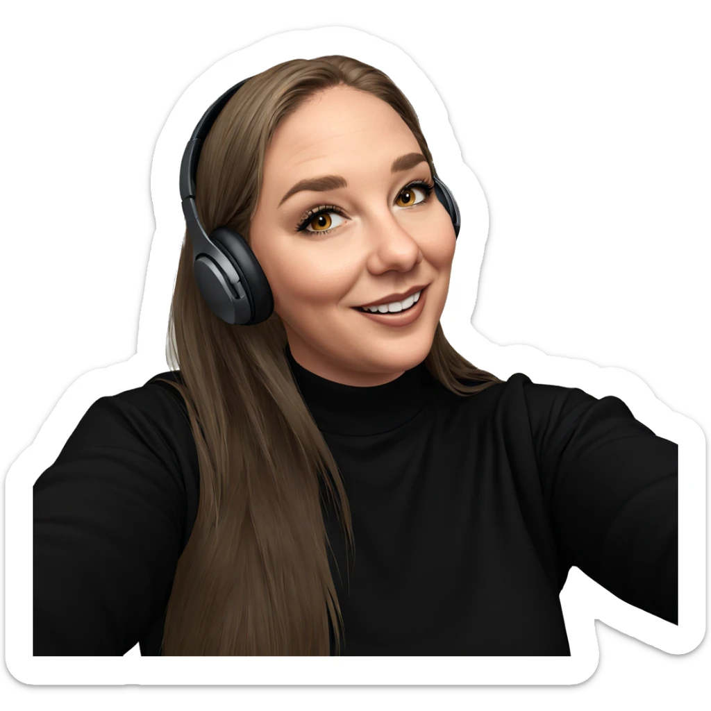 smiling girl in headphones sticker