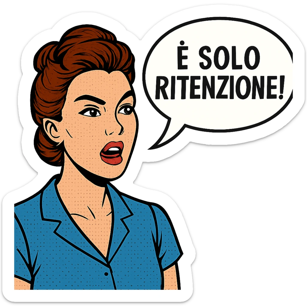 DONNA CHE DICE IN UN FUMETTO ALLA SUA DESTRA: "è SOLO RITENZIONE!" sticker