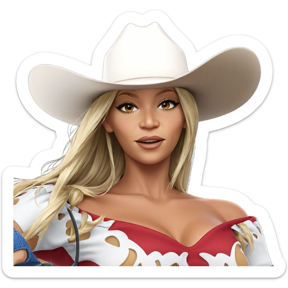 blonde girl in cowboy hat sticker