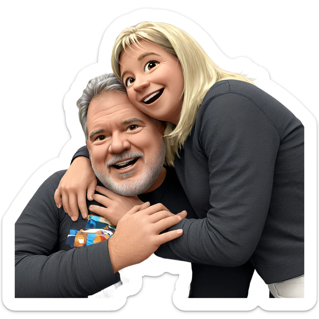 joyful embrace of friendship sticker