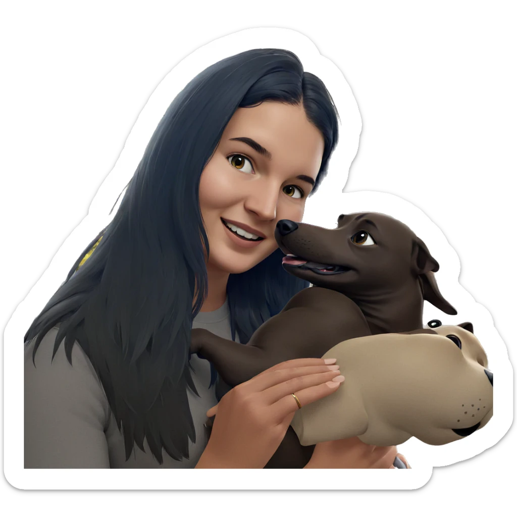 happy girl with dog indoors sticker