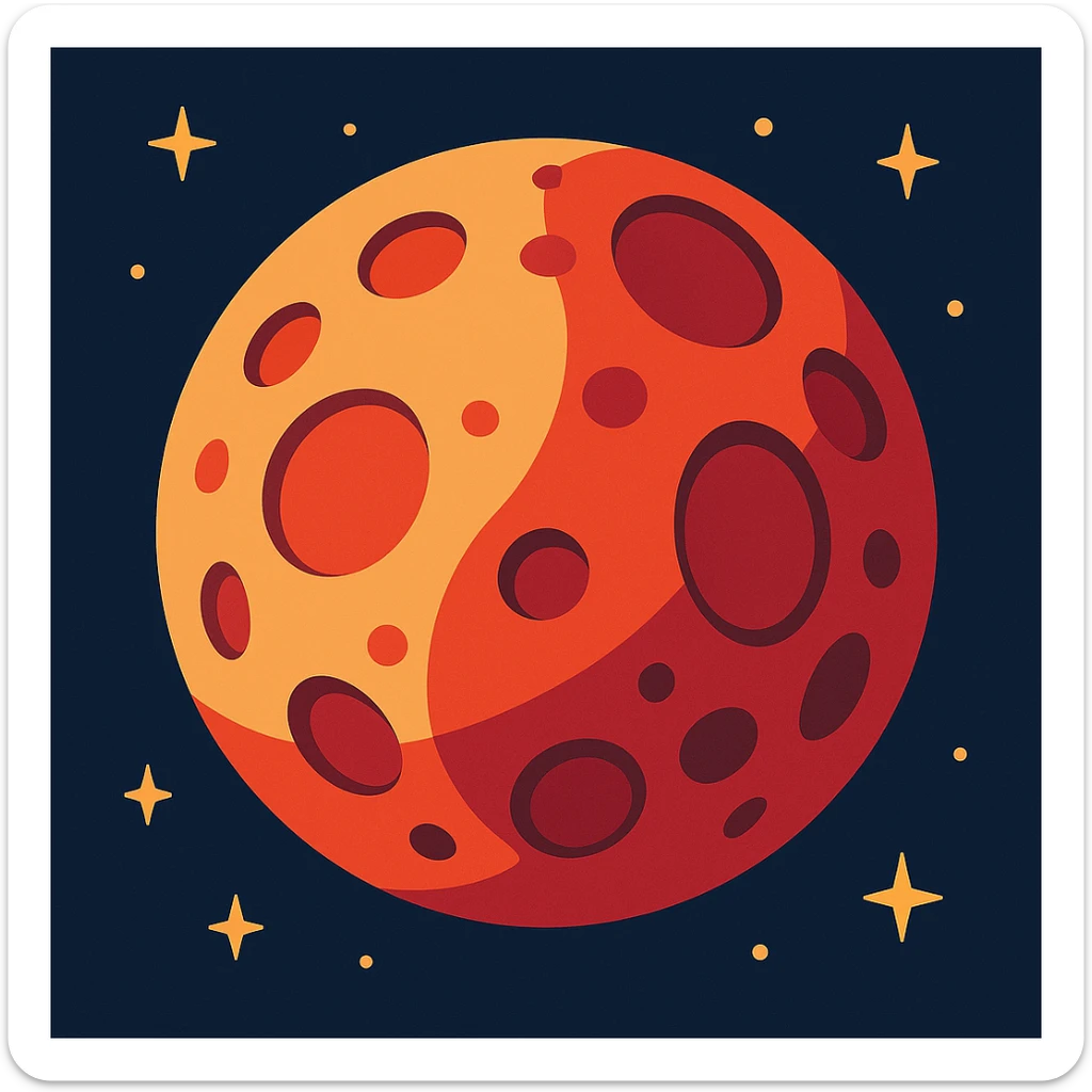 blood moon with smoother craters, two-tone fill: beige and dark red sticker